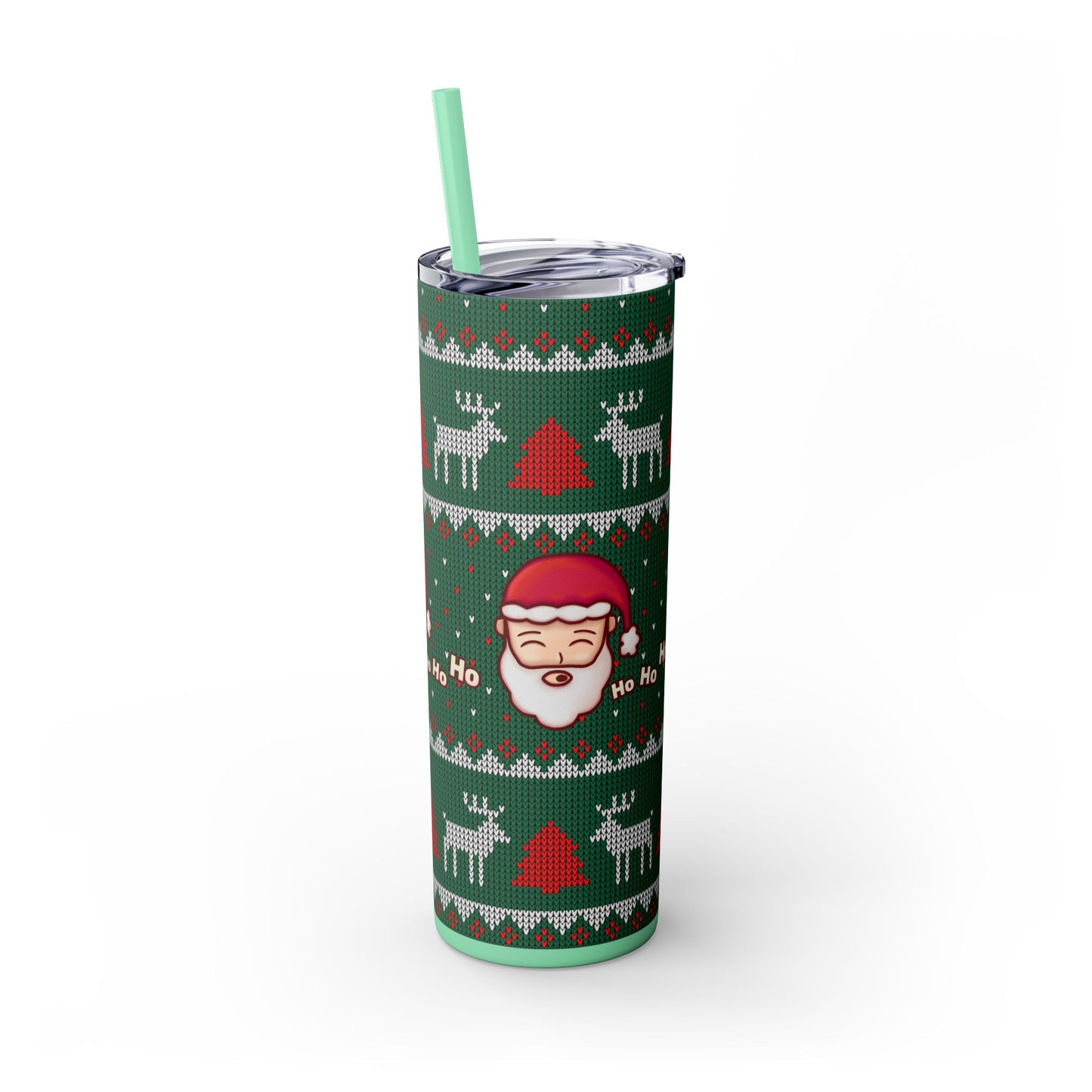 20oz Slim Tumbler: Green Santa-Claus Christmas