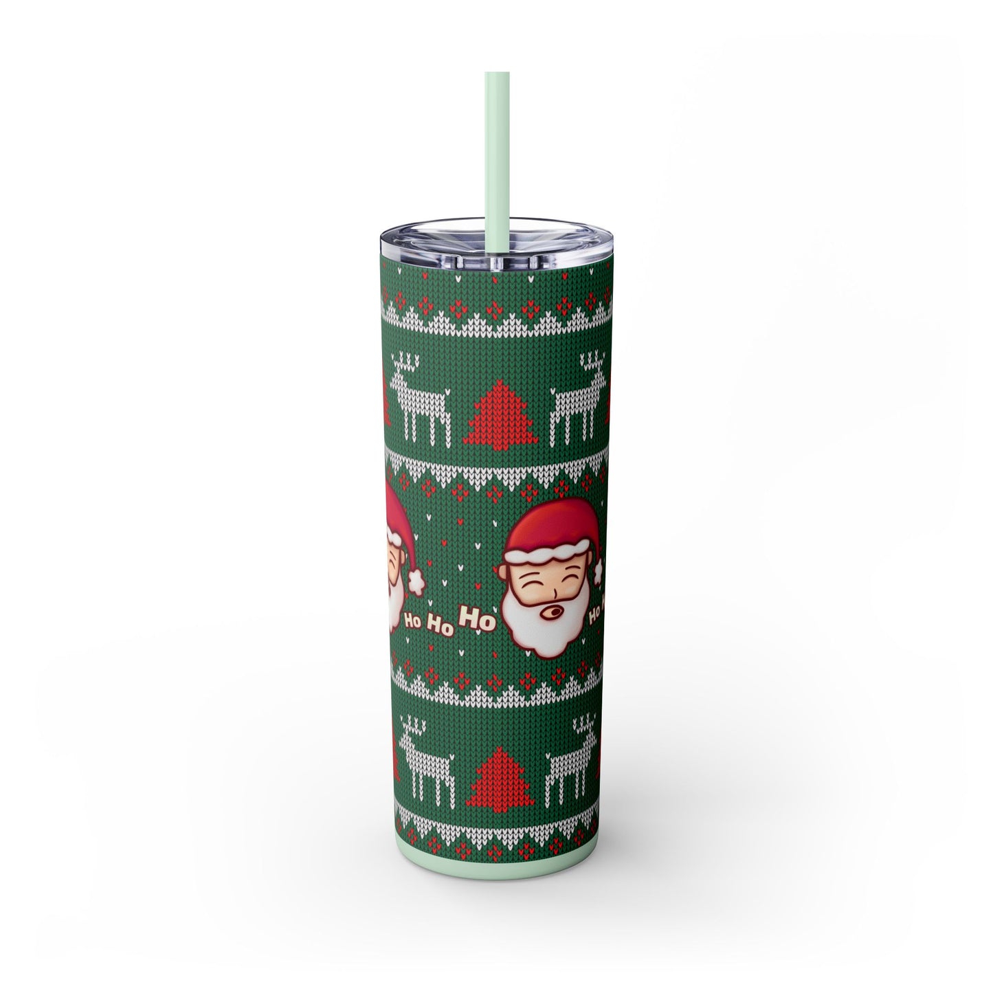 20oz Slim Tumbler: Green Santa-Claus Christmas