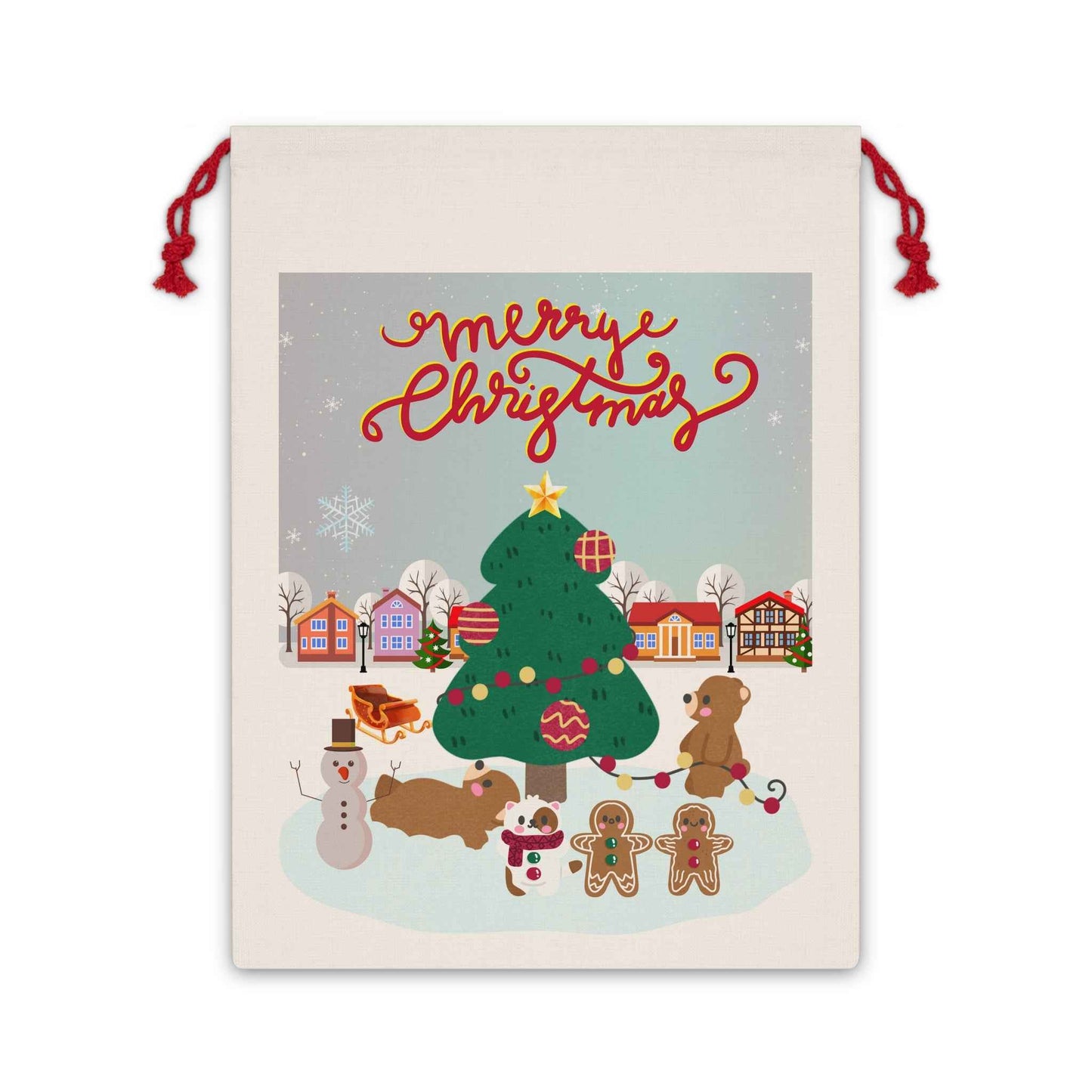 Santa Sack: Merry Christmas Linen Bag - Eraya Studio