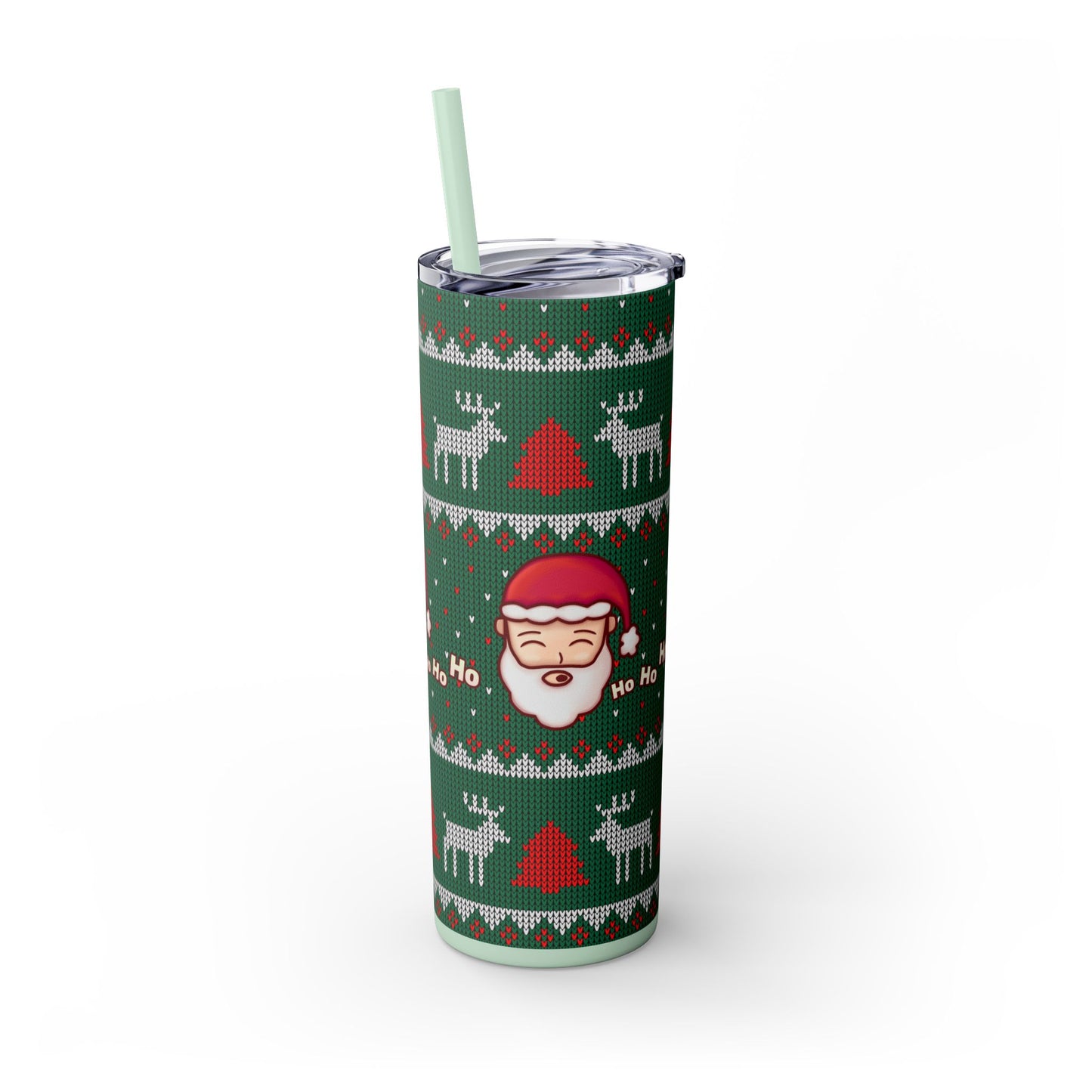 20oz Slim Tumbler: Green Santa-Claus Christmas