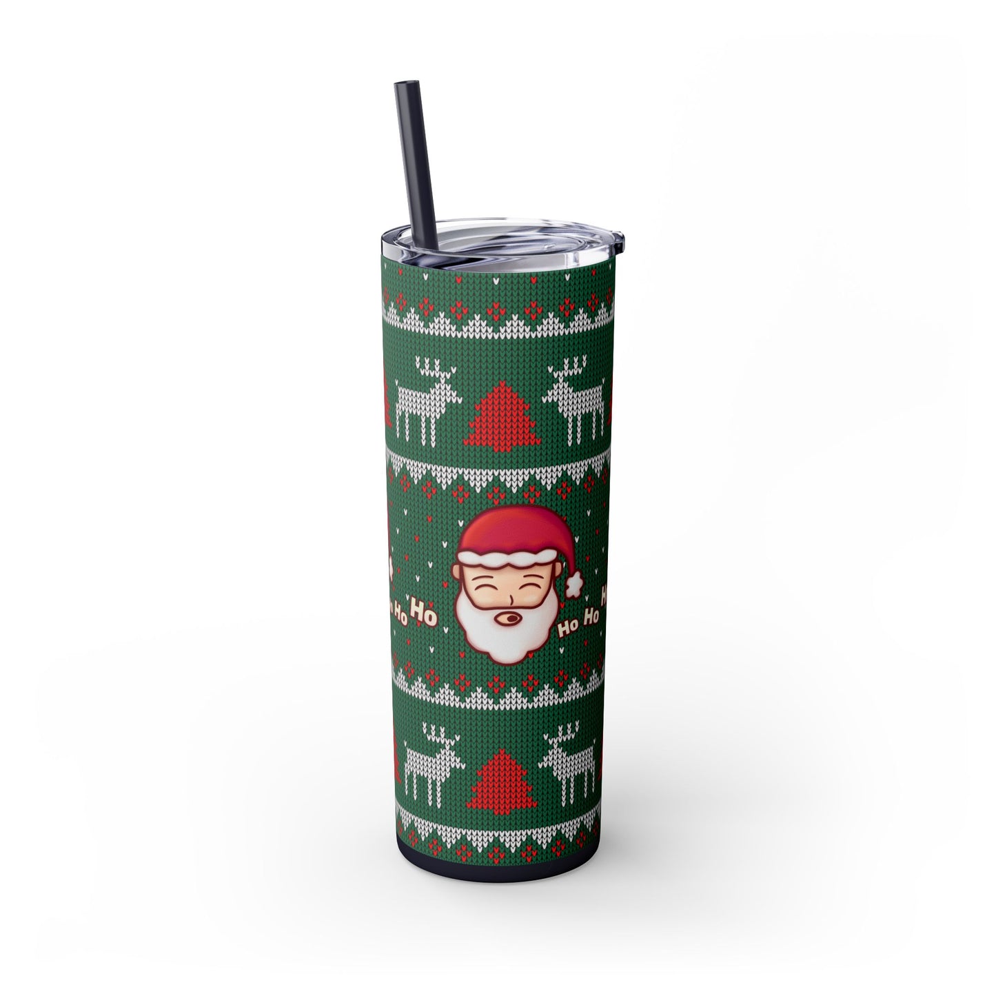20oz Slim Tumbler: Green Santa-Claus Christmas