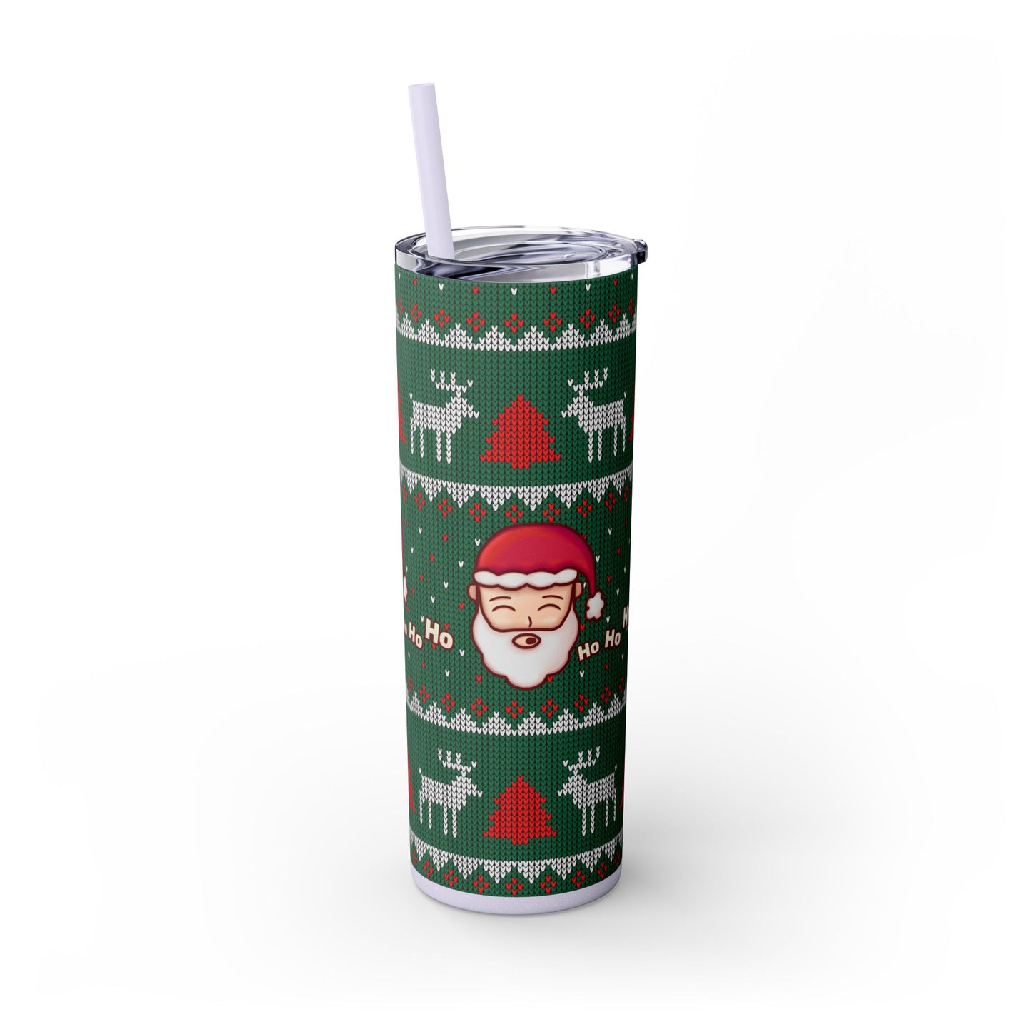 20oz Slim Tumbler: Green Santa-Claus Christmas