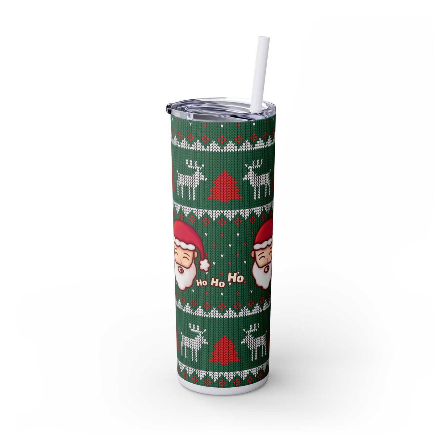 20oz Slim Tumbler: Green Santa-Claus Christmas