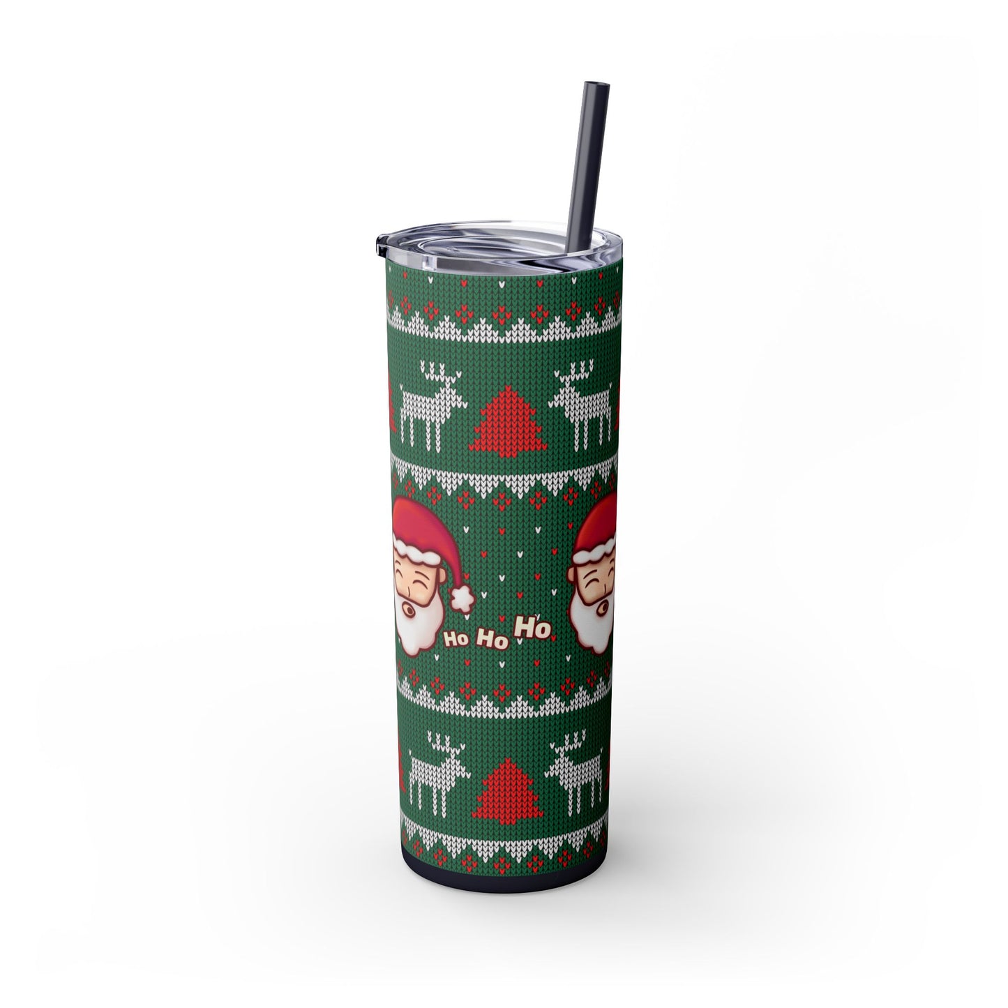 20oz Slim Tumbler: Green Santa-Claus Christmas