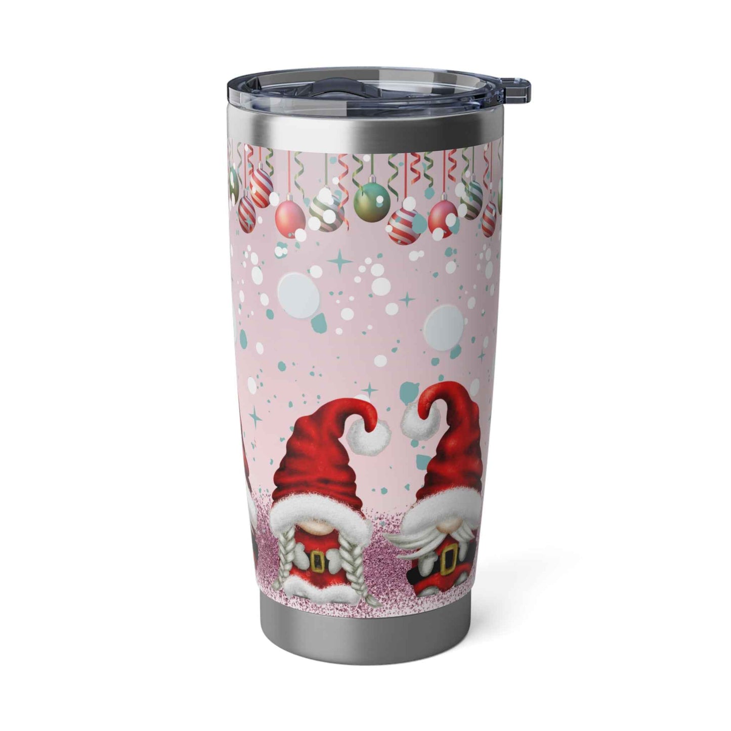 20oz Slim Tumbler: Pink&Red Christmas Gnome - Eraya Studio
