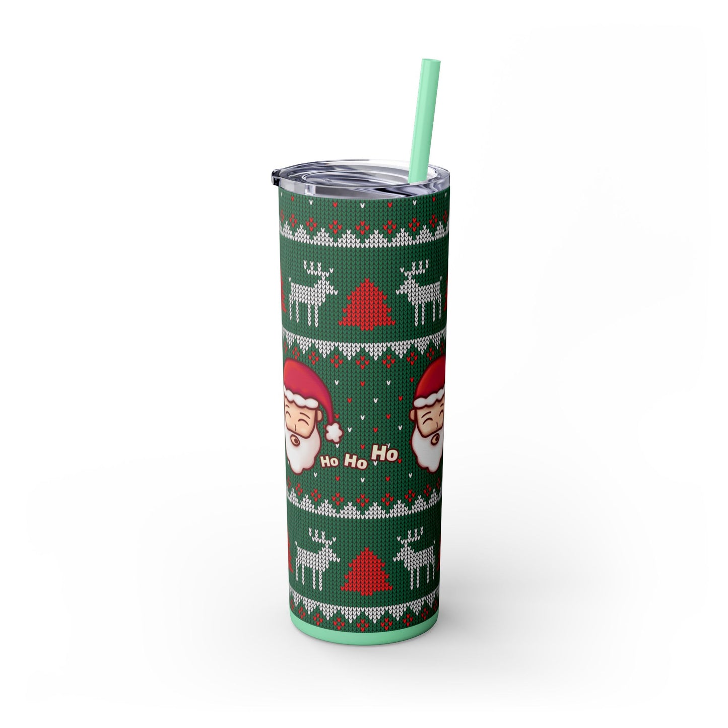 20oz Slim Tumbler: Green Santa-Claus Christmas