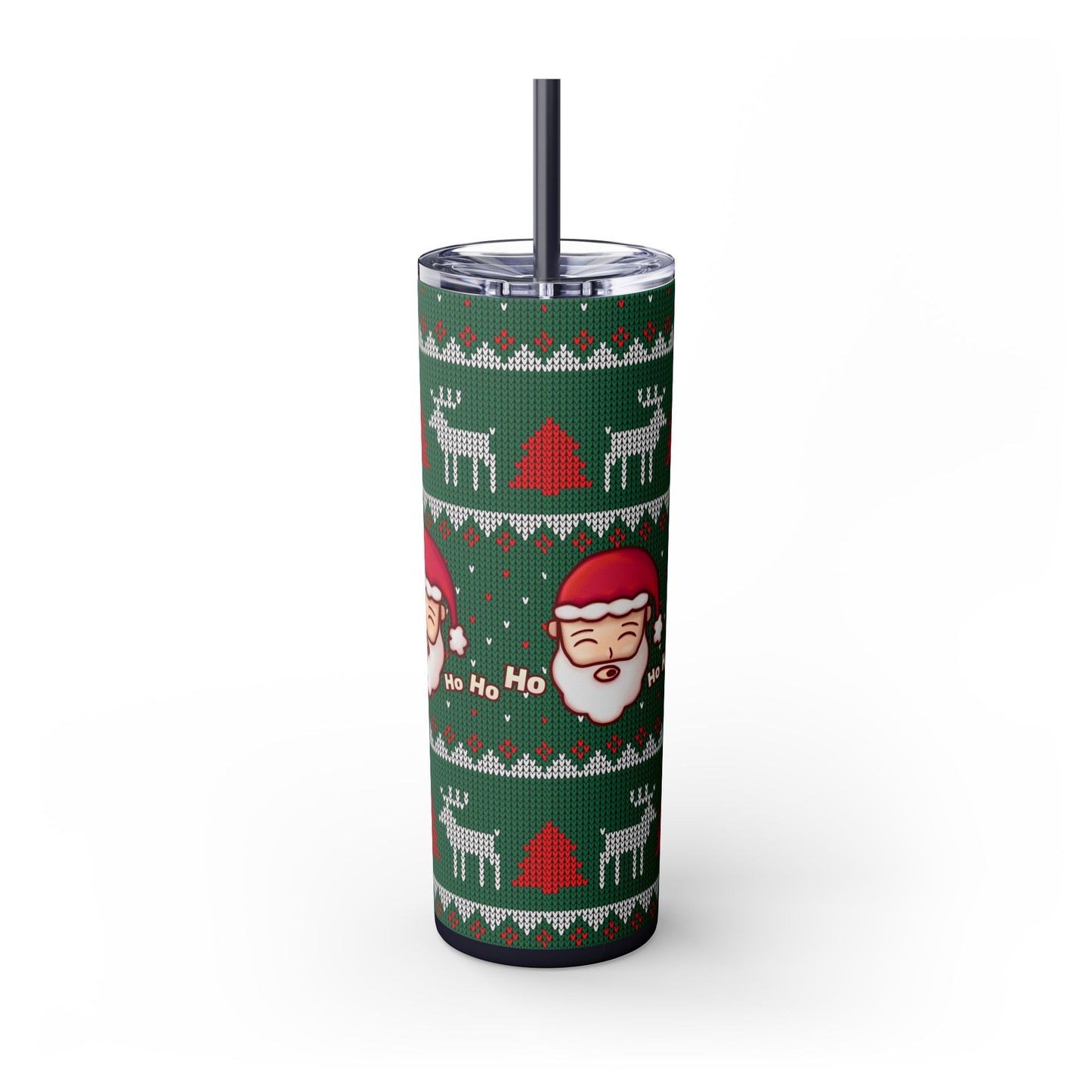 20oz Slim Tumbler: Green Santa-Claus Christmas