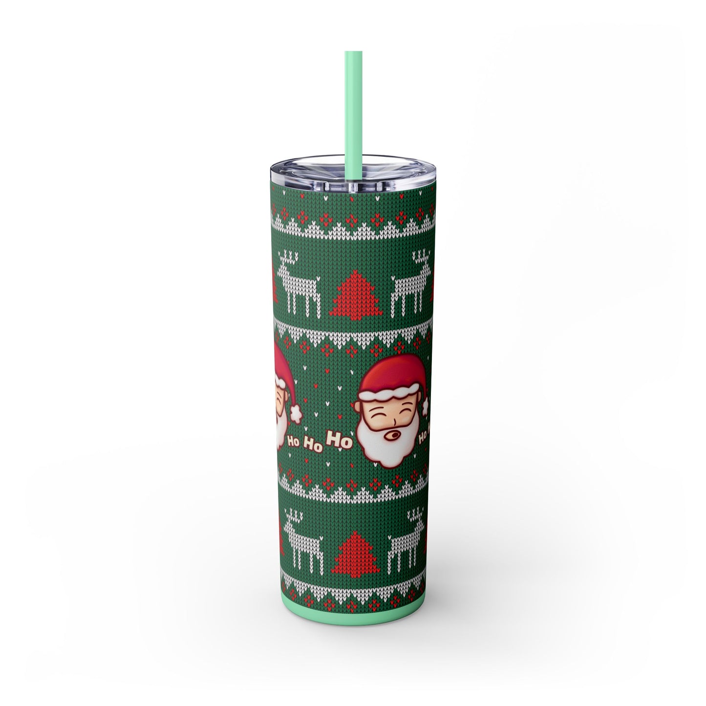 20oz Slim Tumbler: Green Santa-Claus Christmas