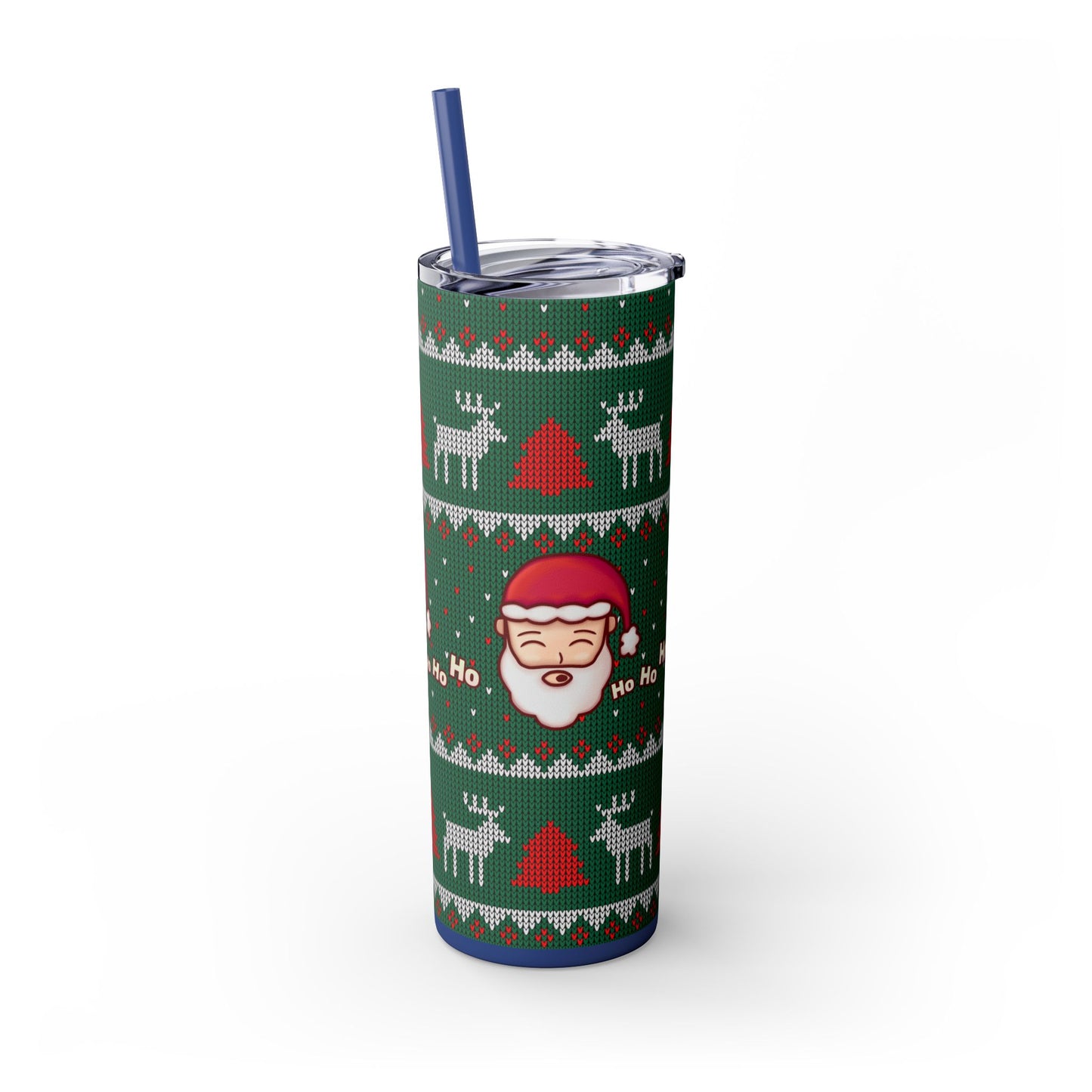 20oz Slim Tumbler: Green Santa-Claus Christmas