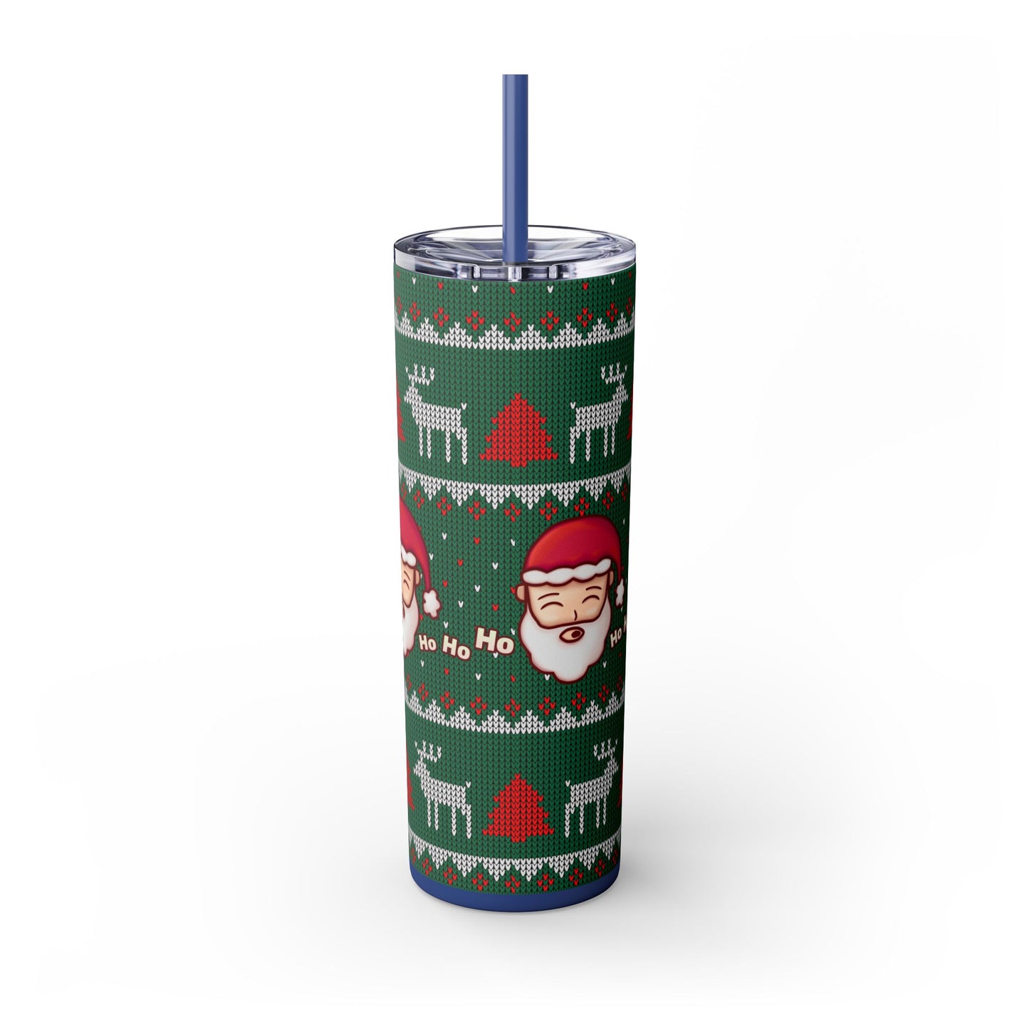 20oz Slim Tumbler: Green Santa-Claus Christmas