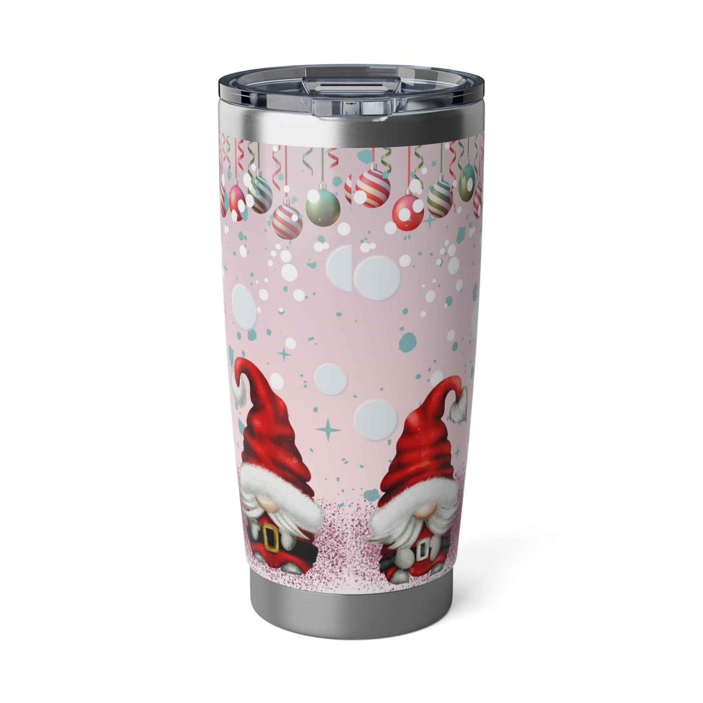 20oz Slim Tumbler: Pink&Red Christmas Gnome - Eraya Studio