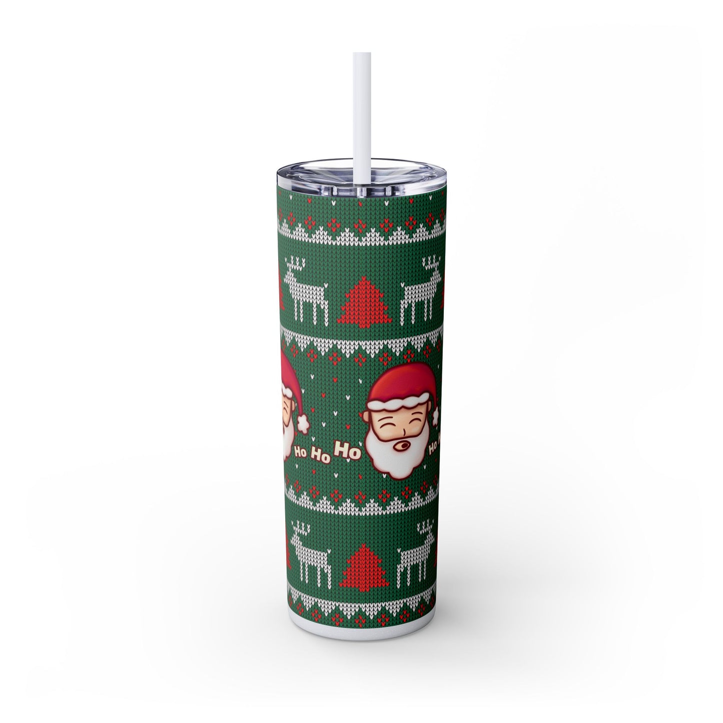20oz Slim Tumbler: Green Santa-Claus Christmas