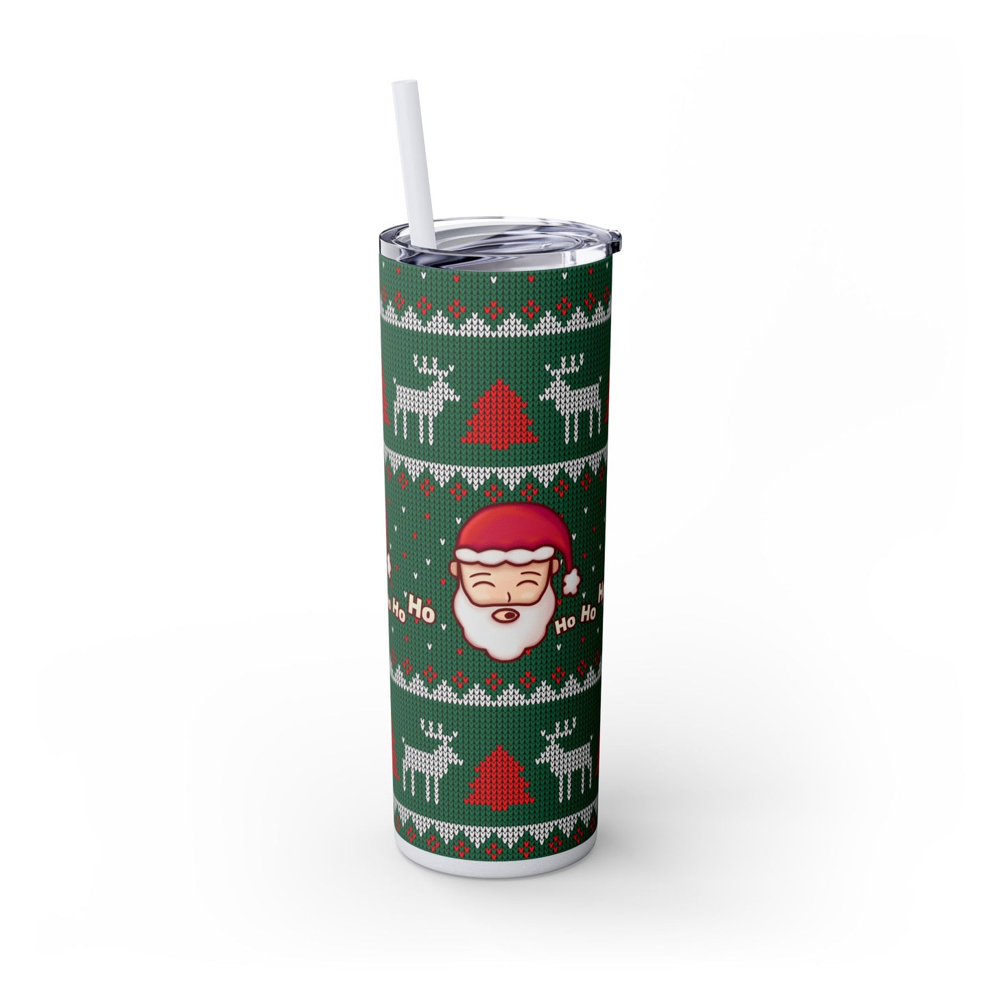 20oz Slim Tumbler: Green Santa-Claus Christmas