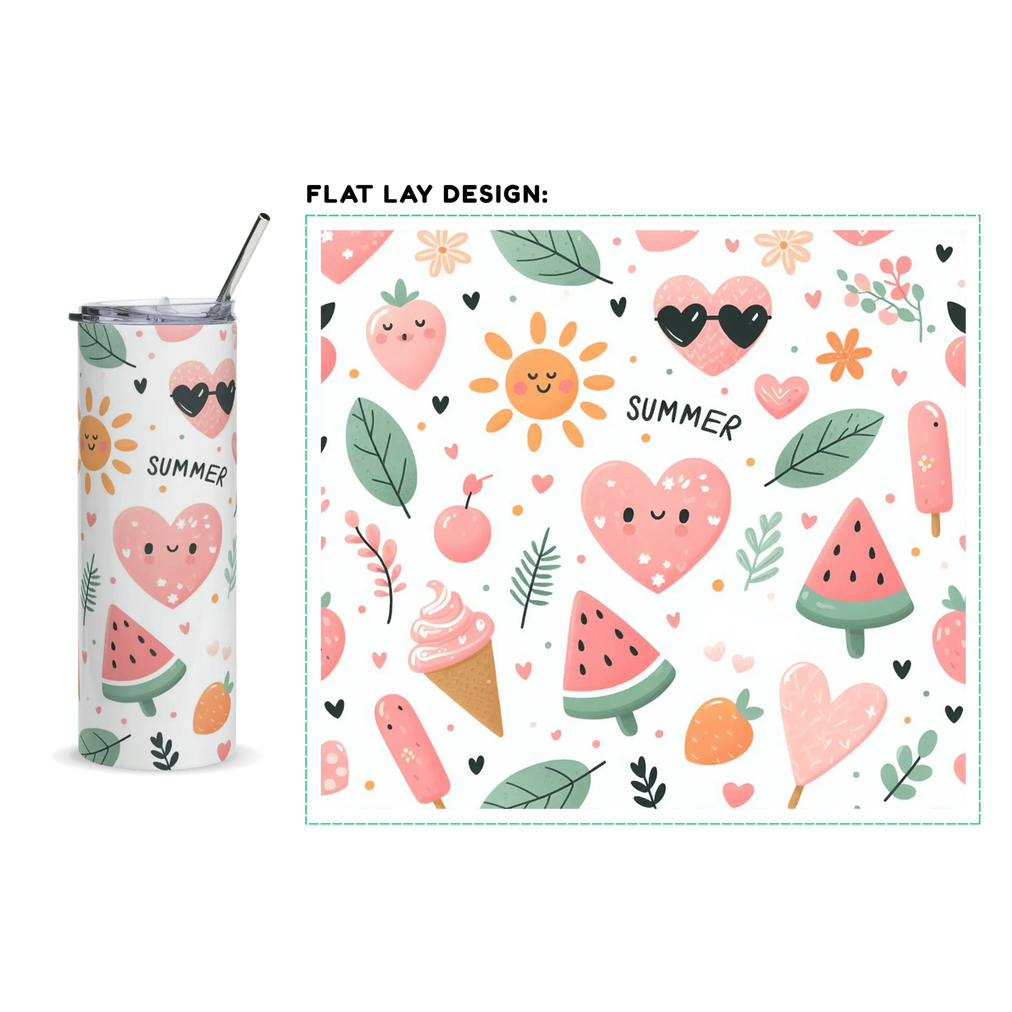 20oz. Slim Tumbler: Summer - Eraya Studio