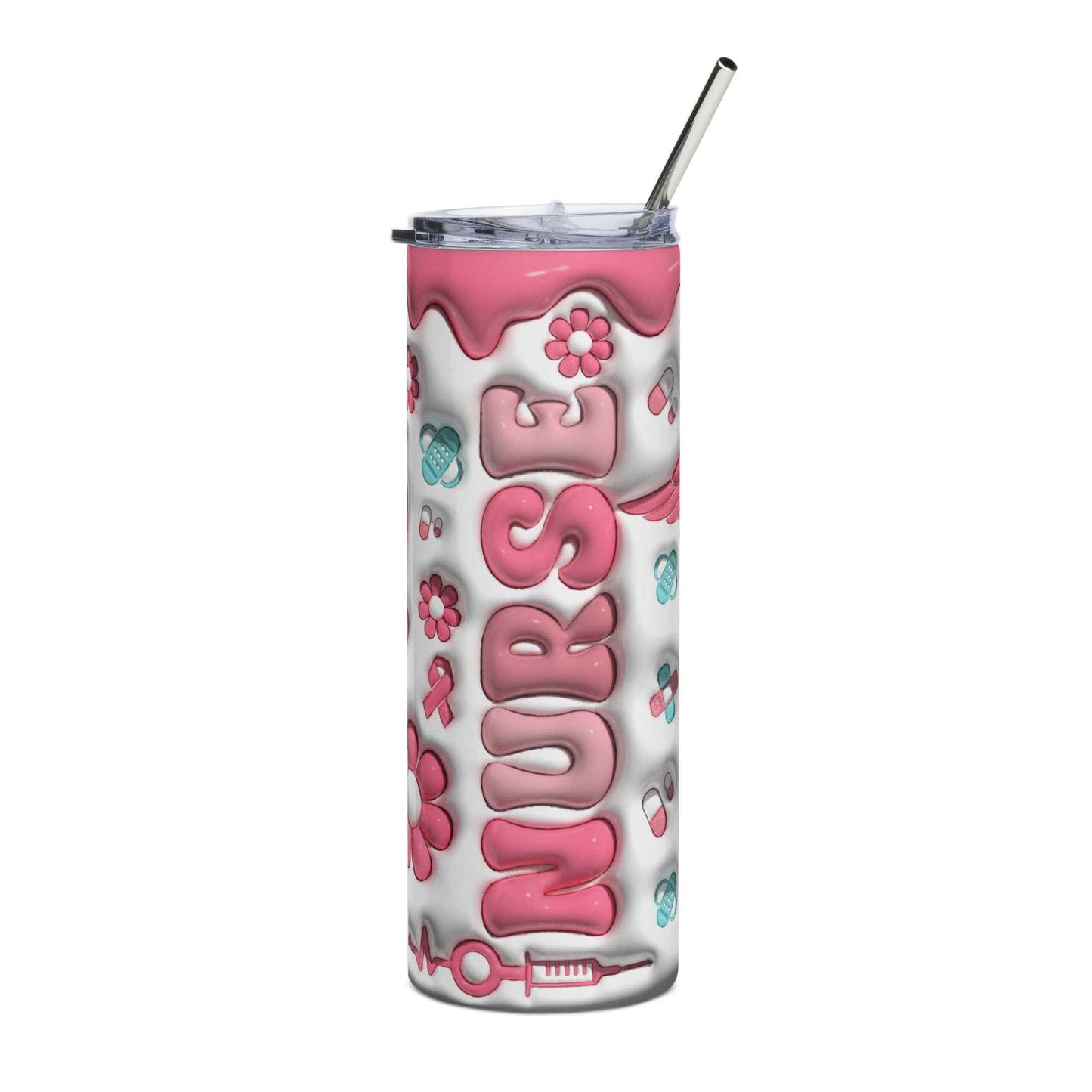 20oz. Slim Tumbler: Pink Medical Nursing-3D - Eraya Studio