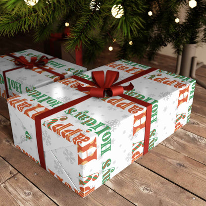Happy Holidays Gift Wrapping Paper Sheets - Eraya Studio