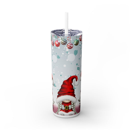 Blue and Red Christmas Gnomes Skinny Tumbler with Straw, 20oz Christmas  Gift Holiday tumbler Christmas Gnomes Gift for Holiday