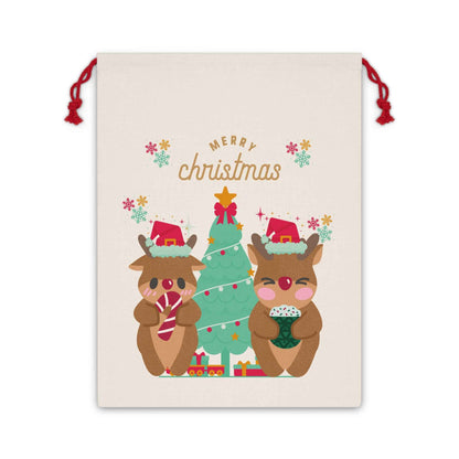Santa Sack: Reindeer Christmas Linen Bag - Eraya Studio