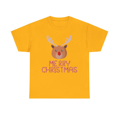 Merry Christmas Reindeer Customized Unisex Heavy Cotton Tee Gift for Him Customized Heavy Cotton Gift for Her Christmas Gift Holiday Treats