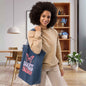 Organic Denim Tote Bag: Radiate Positivity - Eraya Studio