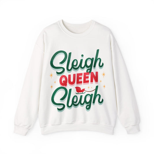 SLEIGH QUEEN Christmas Unisex Sweater Gifts for Him Christmas Gift Crewneck Sweatshirt Gift for Her Sweatshirt Holiday Sweatshirt