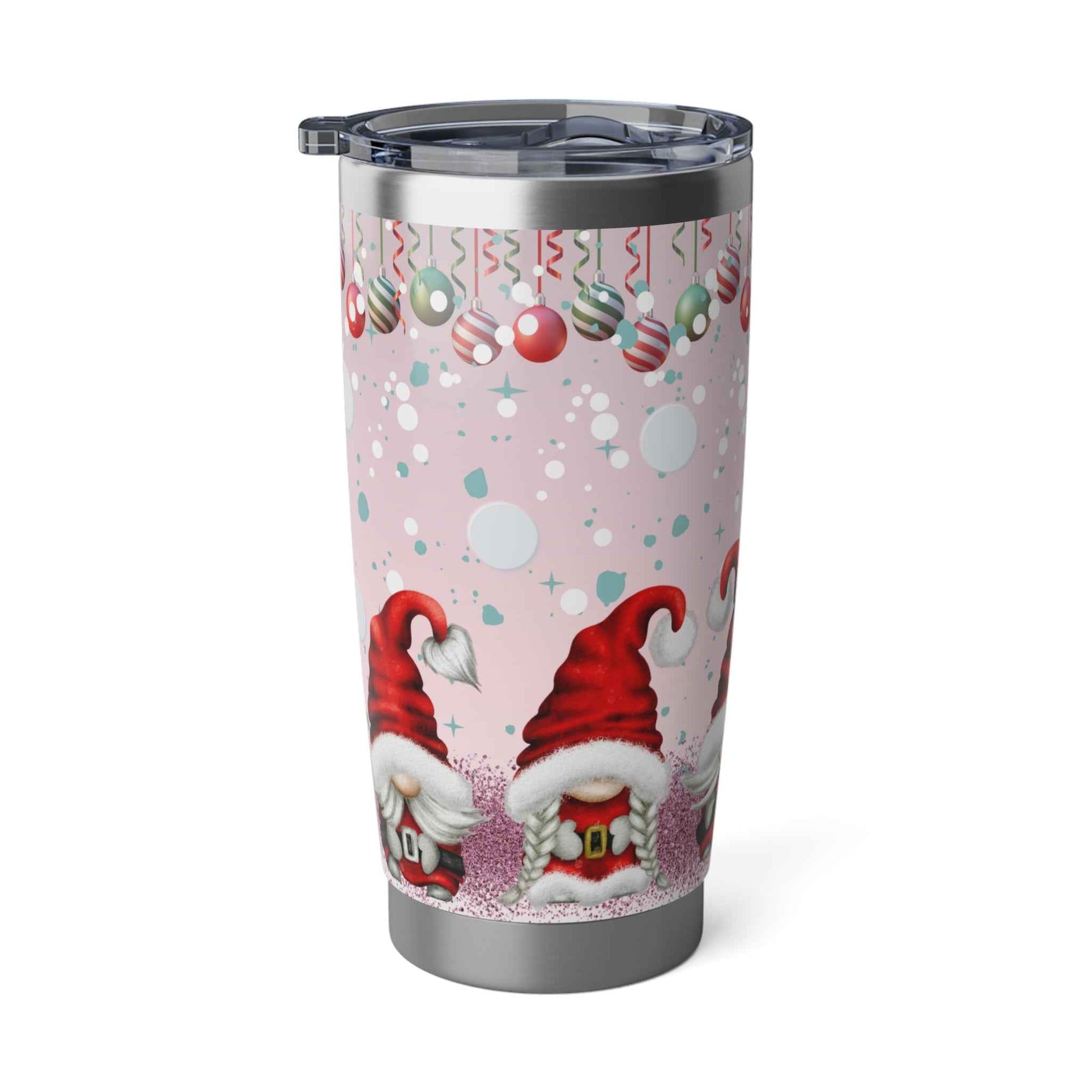20oz Slim Tumbler: Pink&Red Christmas Gnome - Eraya Studio