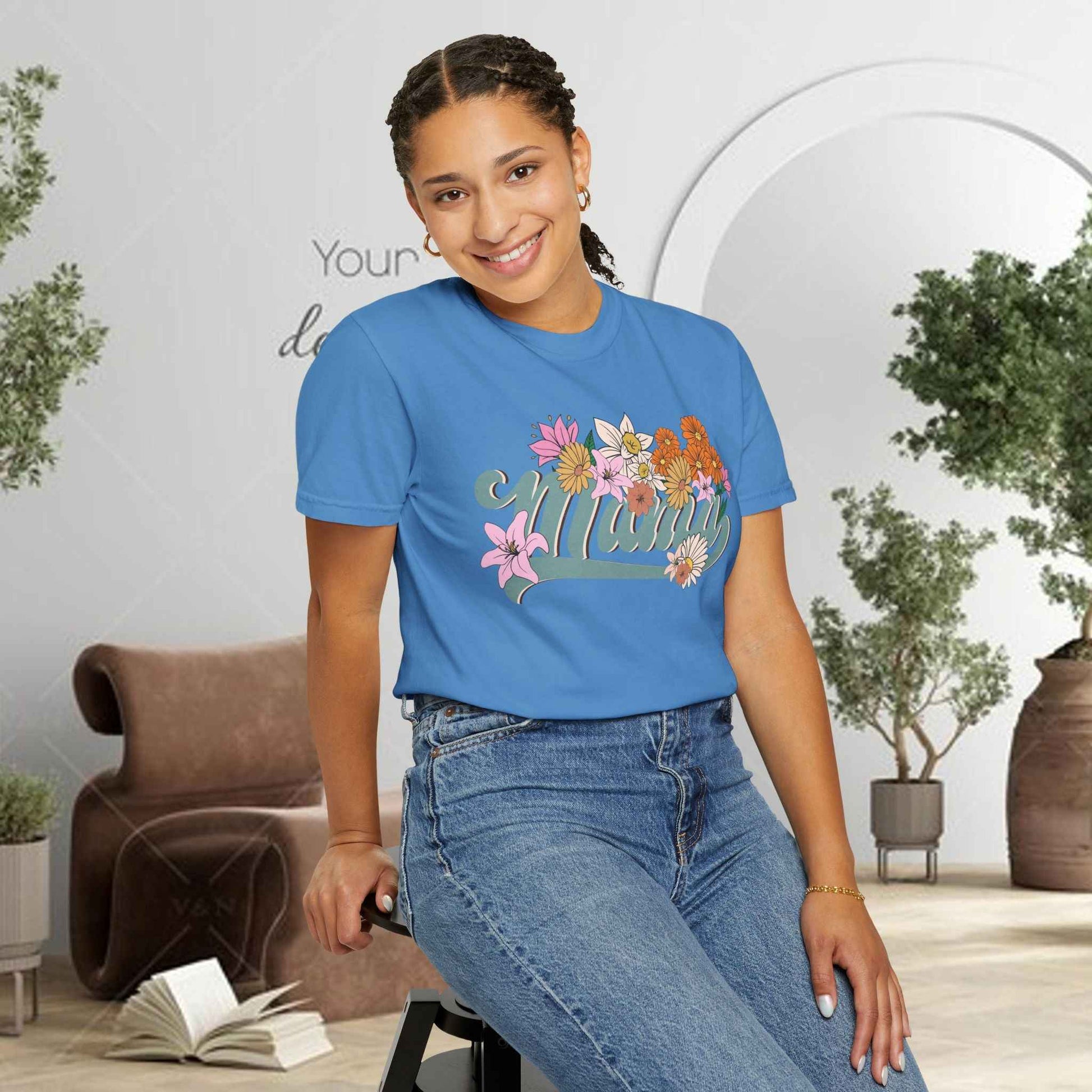 Cotton Shirt: Mom Retro Flowers - Eraya Studio