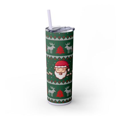 20oz Slim Tumbler: Green Santa-Claus Christmas