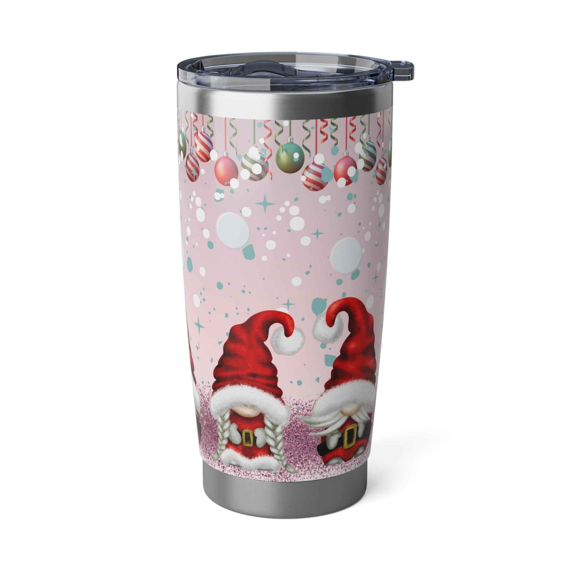 20oz Slim Tumbler: Pink&Red Christmas Gnome - Eraya Studio