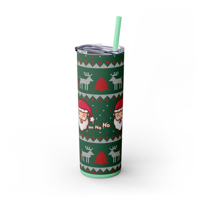 20oz Slim Tumbler: Green Santa-Claus Christmas