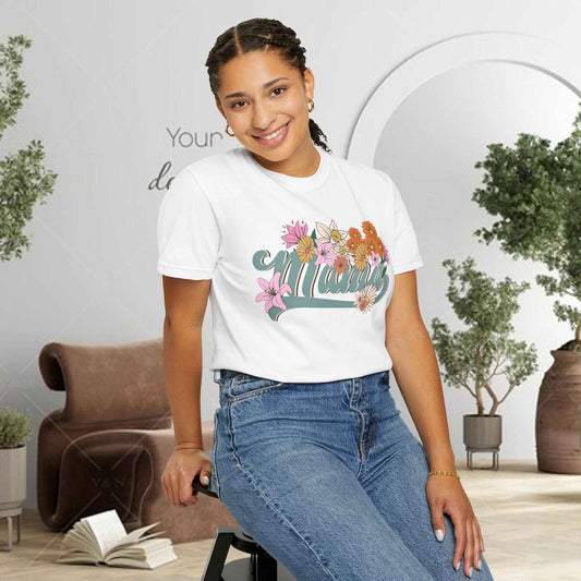 Cotton Shirt: Mom Retro Flowers - Eraya Studio