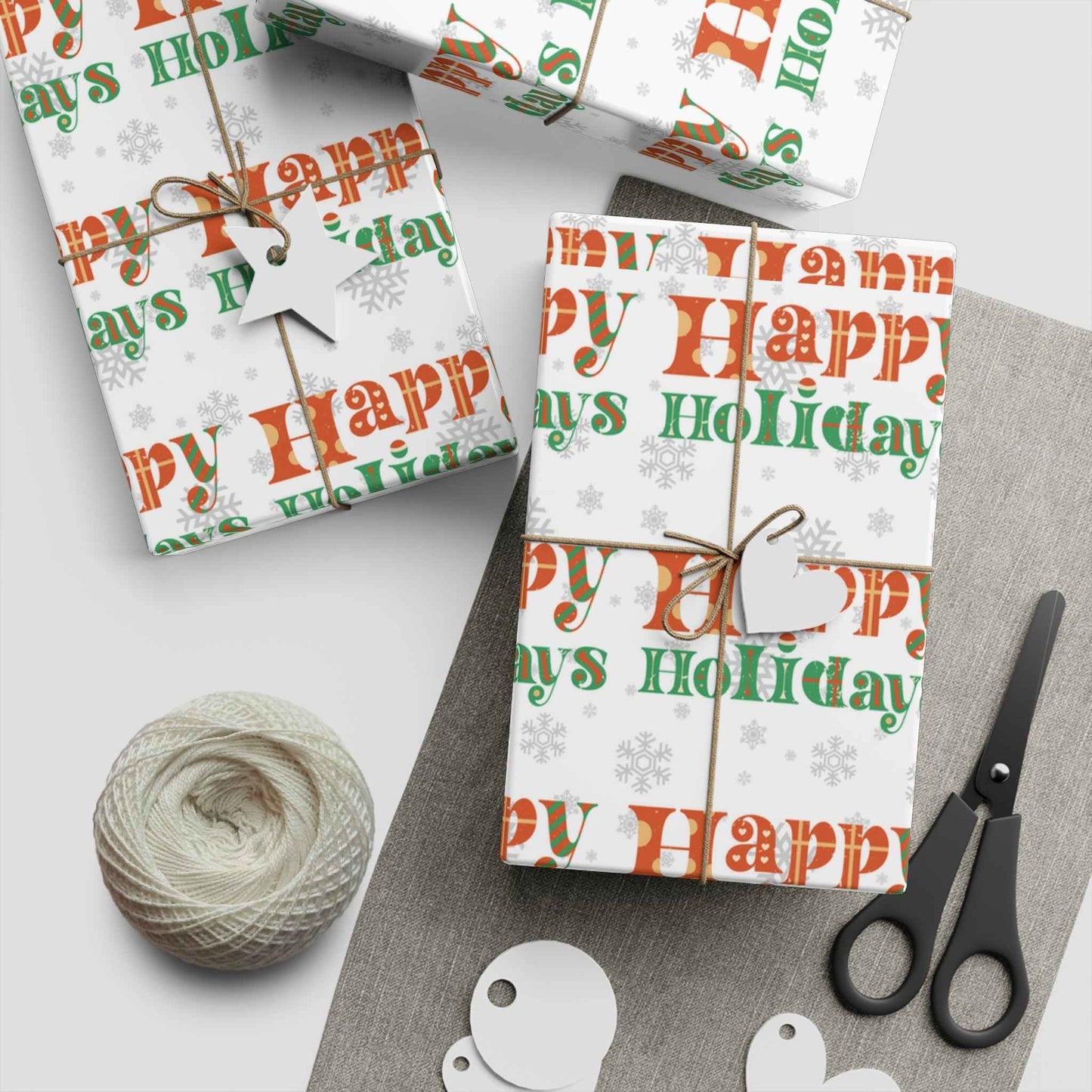 Happy Holidays Gift Wrapping Paper Sheets - Eraya Studio