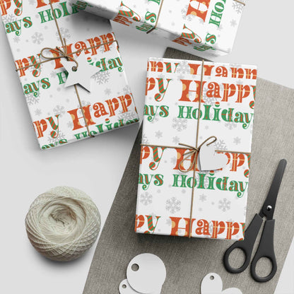Happy Holidays Gift Wrapping Paper Sheets - Eraya Studio