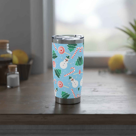 20oz Vagabond Tumbler: Christmas Blue Snowman - Eraya Studio