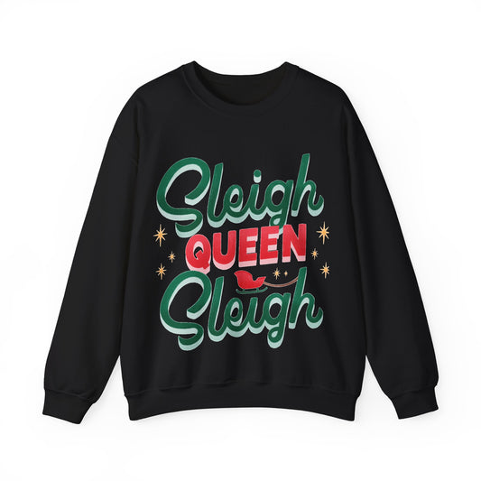 SLEIGH QUEEN Christmas Unisex Sweater Gifts for Him Christmas Gift Crewneck Sweatshirt Gift for Her Sweatshirt Holiday Sweatshirt