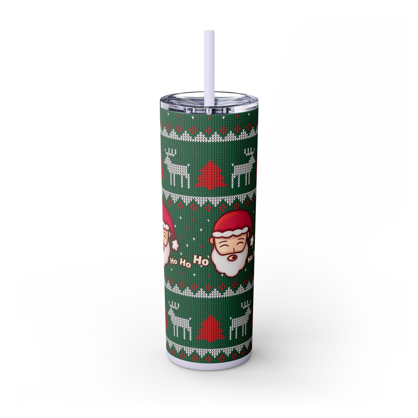20oz Slim Tumbler: Green Santa-Claus Christmas