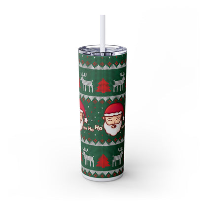 20oz Slim Tumbler: Green Santa-Claus Christmas