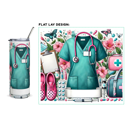 20oz. Slim Tumbler: Medical Themed Colorful - Eraya Studio