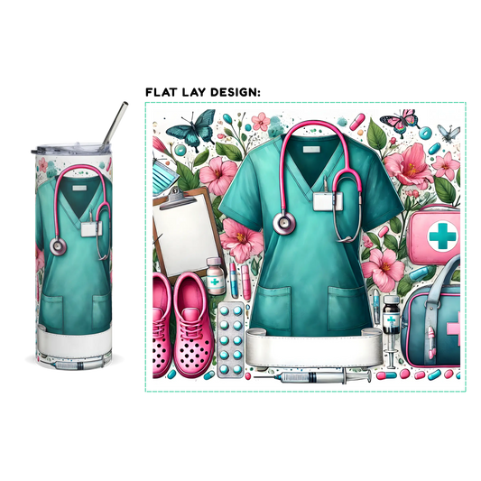 20oz. Slim Tumbler: Medical Themed Colorful - Eraya Studio