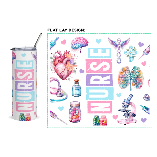 20oz. Slim Tumbler: Nurse Medical Theme - Eraya Studio