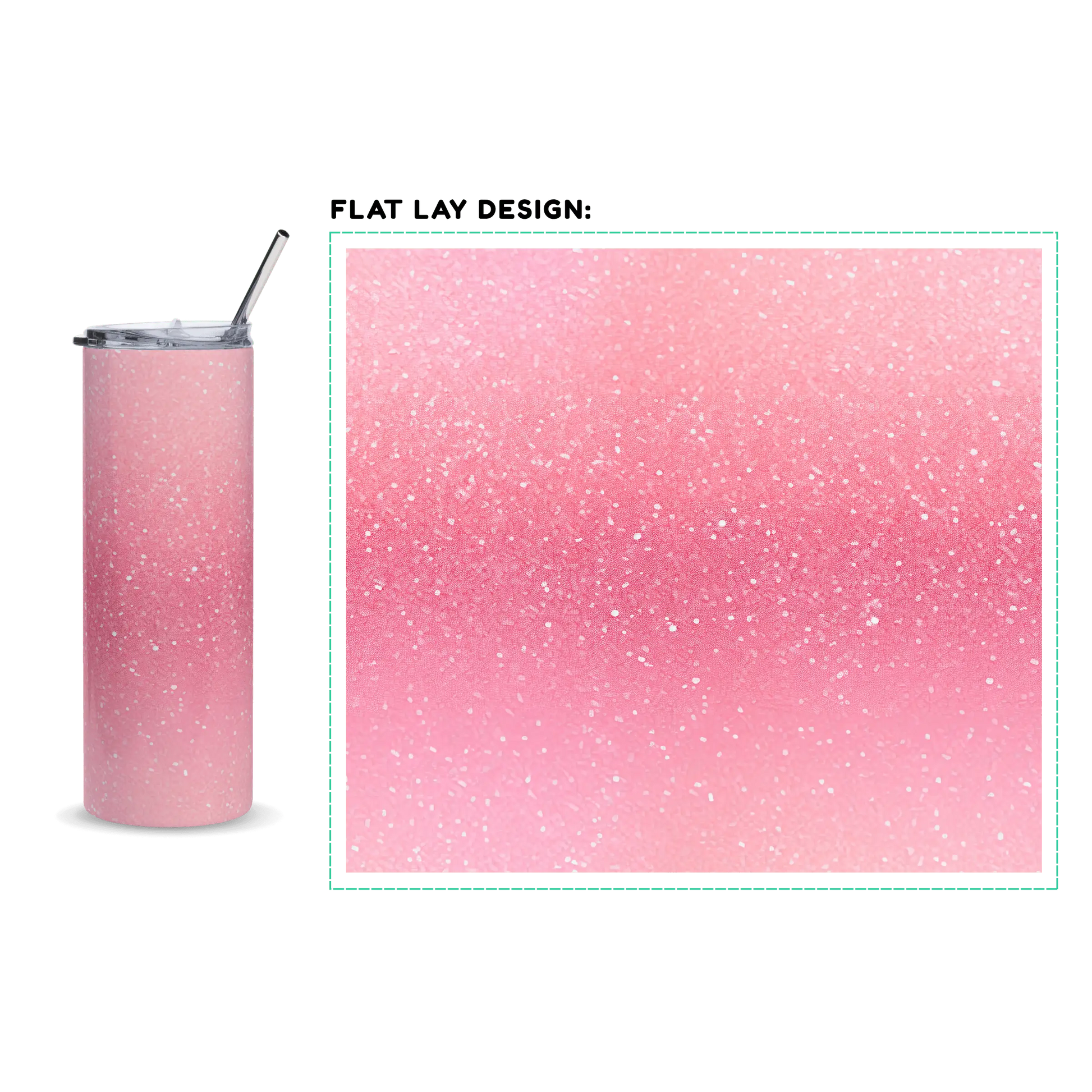 20oz. Slim Tumbler: Sparkling Pink-Glitter Ombre - Eraya Studio