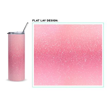 20oz. Slim Tumbler: Sparkling Pink-Glitter Ombre - Eraya Studio