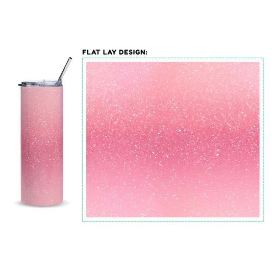 20oz. Slim Tumbler: Sparkling Pink-Glitter Ombre - Eraya Studio