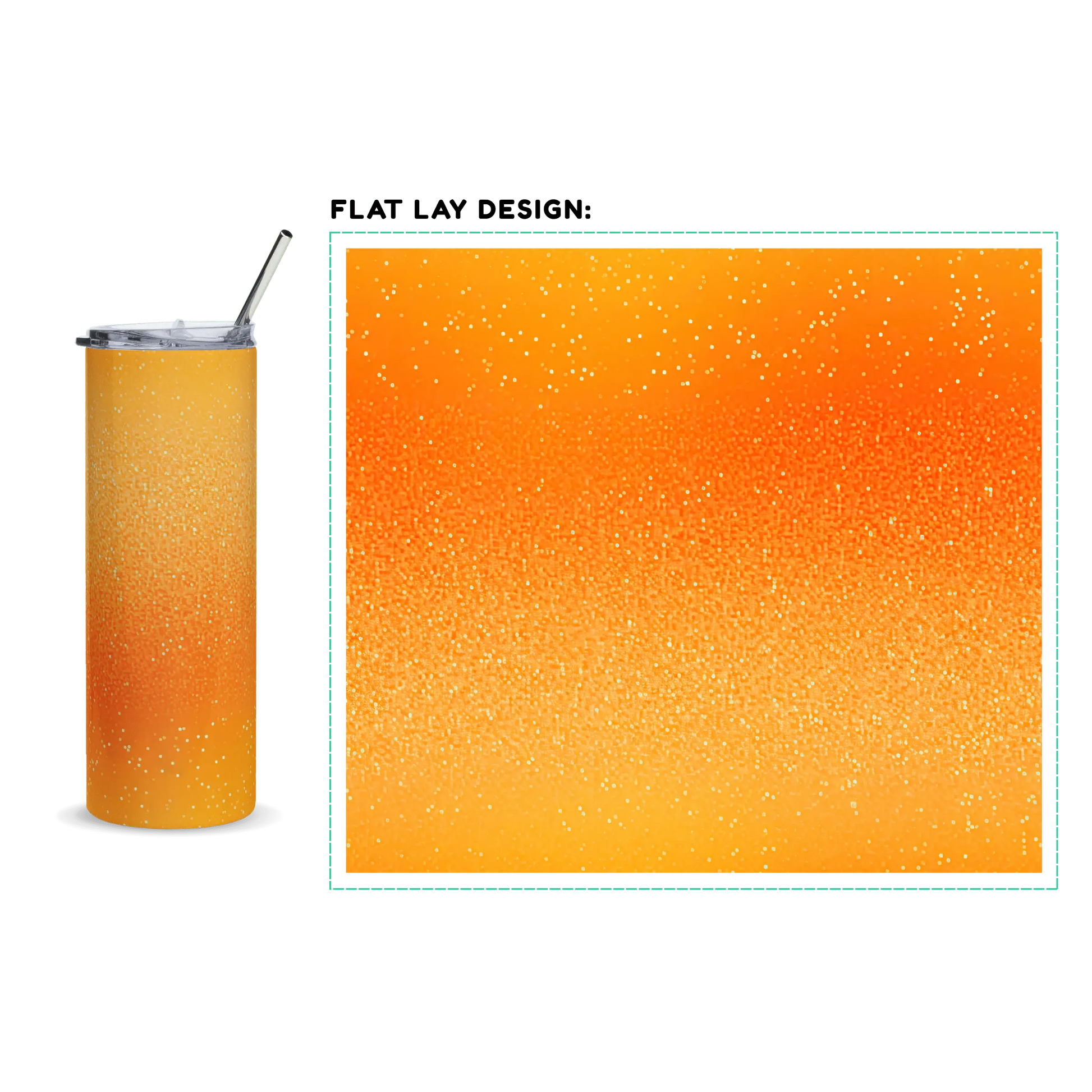 20oz. Slim Tumbler: Vibrant Orange Glitter - Eraya Studio