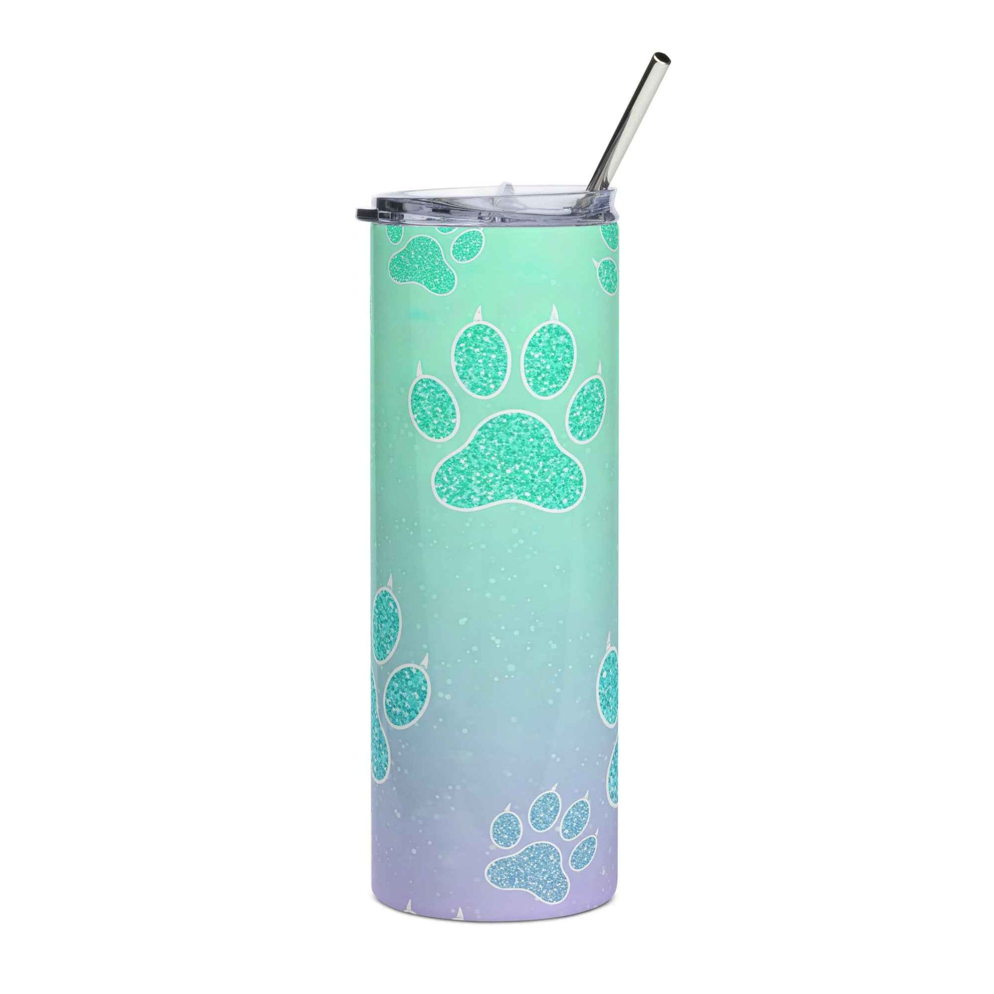 20oz. Slim Tumbler: Glitter Dog Paw - Eraya Studio