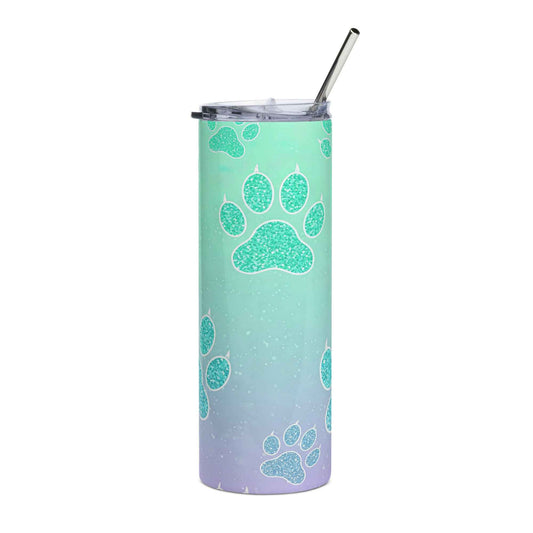 20oz. Slim Tumbler: Glitter Dog Paw - Eraya Studio